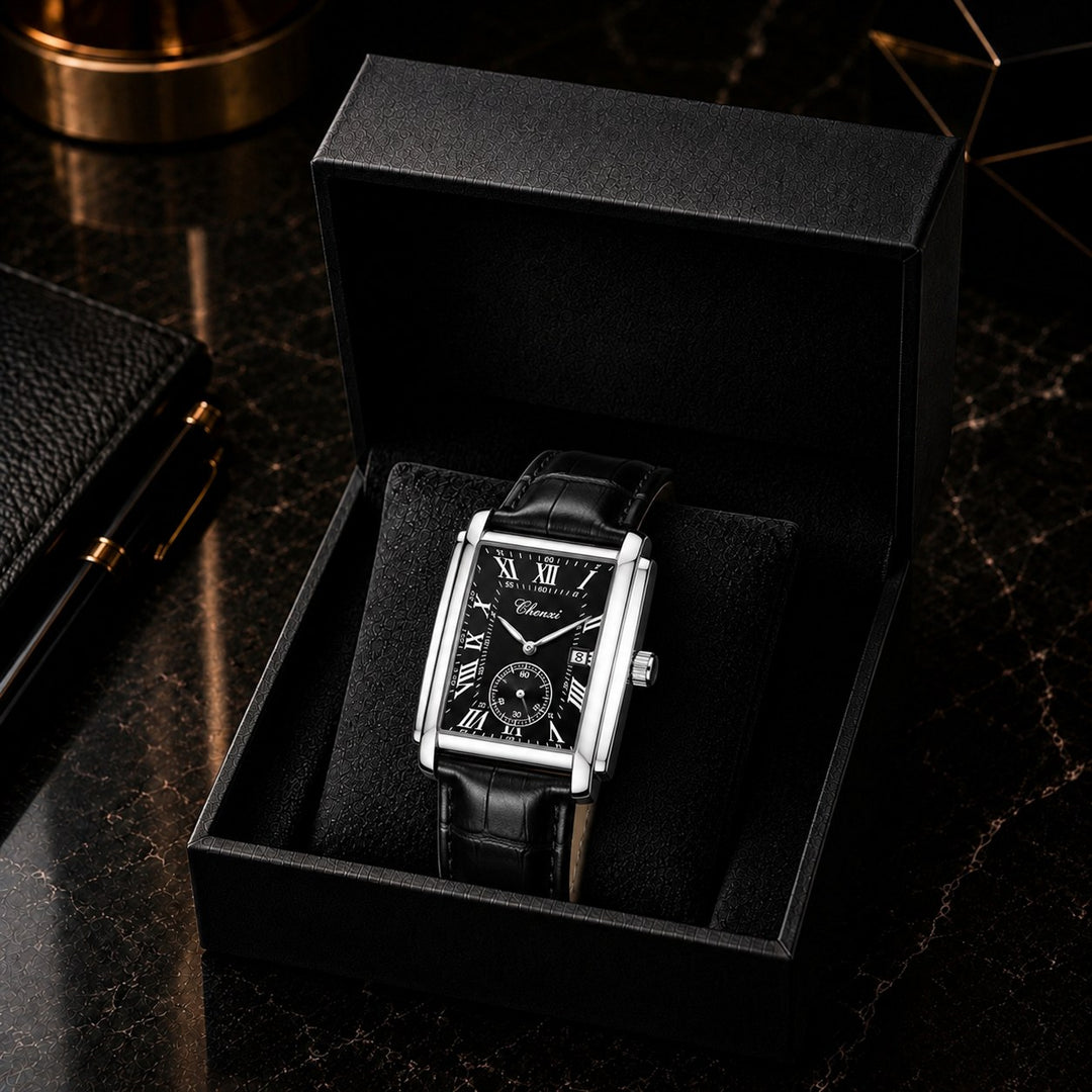 The Deco Watch in its presentation box