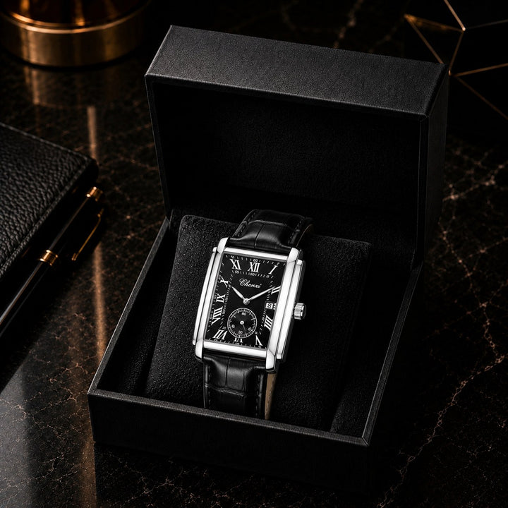 The Deco Watch in its presentation box