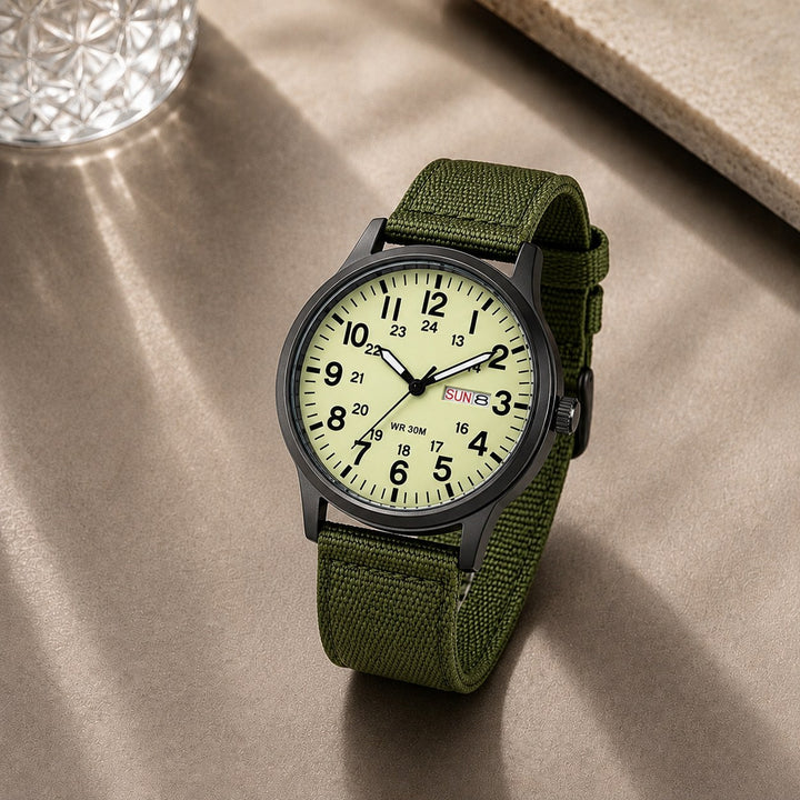 The Field Watch resting on a stone surface in daylight