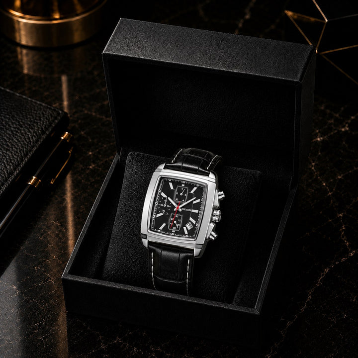 The Tonneau Chronograph in its presentation box